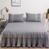 3pcs Summer Solid Lace Bed Skirt Single Piece Ruffle Lace Non Slip Bed Cover Modern Minimalist Dust Protection Sleeve
