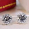 Luxury Female Crystal White Zircon Stud Earrings Simple Gold Round Earrings Vintage Wedding Earrings For Women
