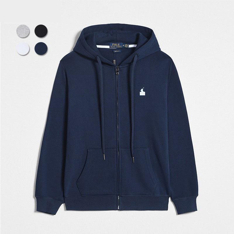 RL Herren Kapuzenpullover mit Reißverschluss, Langarm, Lässig, mit kleiner Pferde-Stickerei