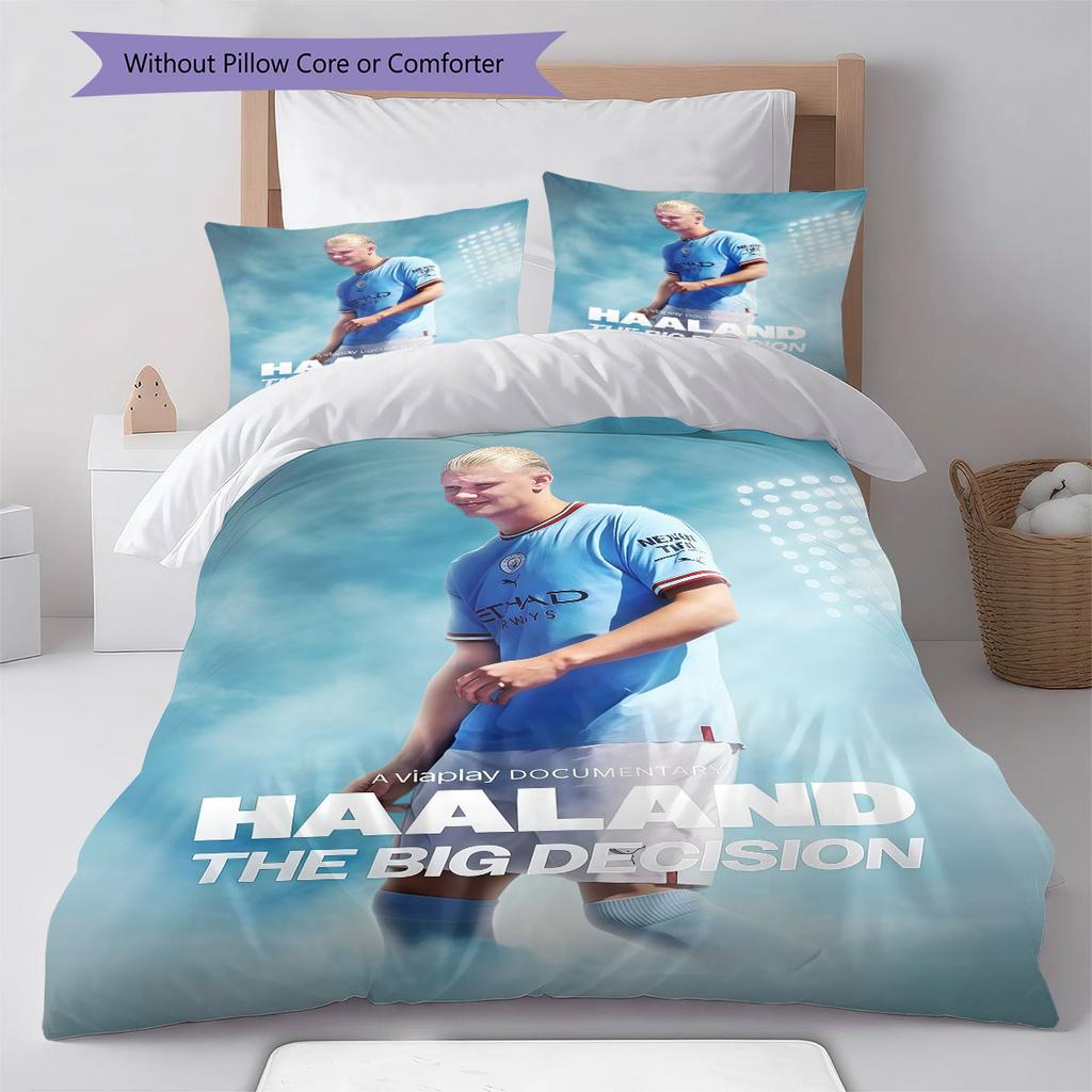 Erling Haaland Force Bedding Quilt Set Quilt Cover Pillowcase Home Decoration Birthday Gift (1 * Duvet Cover + 2 * Pillowcase, Without Core)