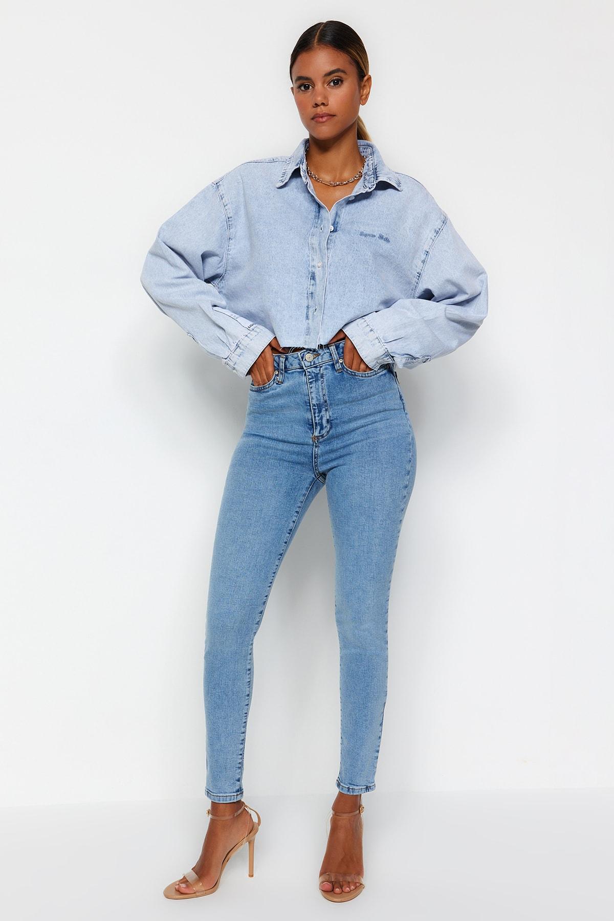 

Синие джинсы скинни с очень высокой талией TWOSS22JE0560..