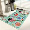 1Pcs Rubber Drying Mat With Teacup Floral Print For Coffee Shop Restaurant Kitchen Carpet Tableware Durable Diatom Mud Table Mat Pet Mat Coffeeware