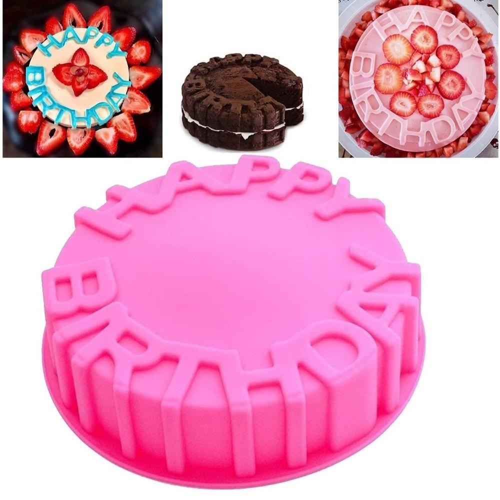 Heißer Happy Birthday Geburtstagskuchenformen Silikon Runde Kuchen Backblechform Langlebig Wiederverwendbar Backwerkzeuge