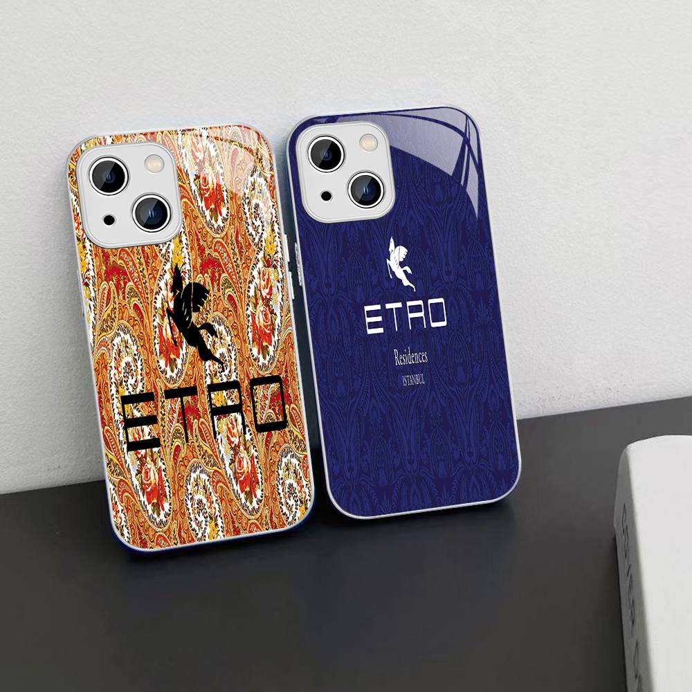 Classic Design E-Etro For IPhone 14 13 12 Mini 11 Pro XS Max X XR 14 Plus Tempered Glass Cover