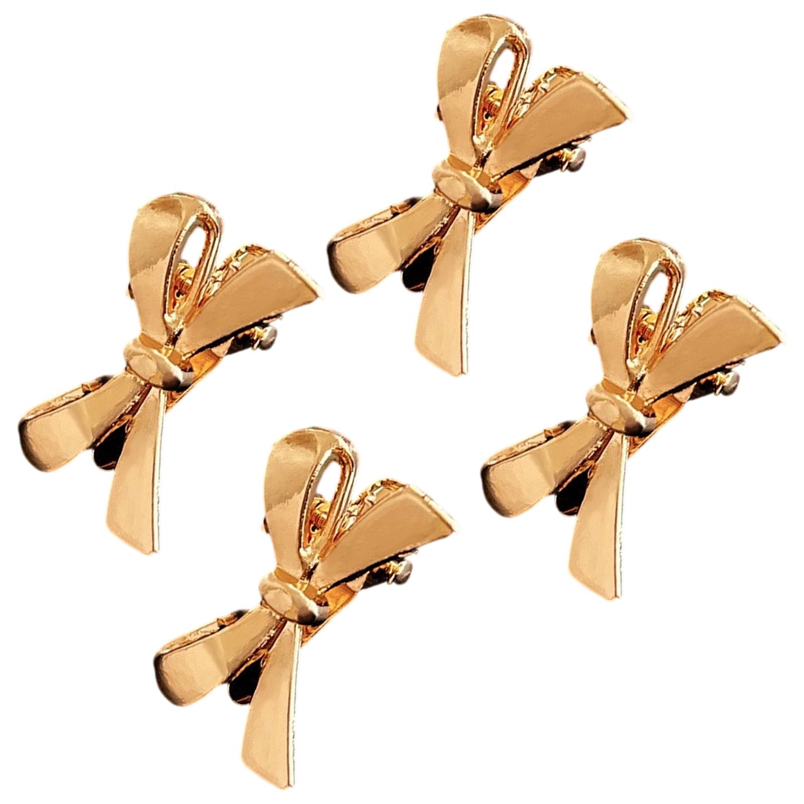 

4Pcs Sweet And Edgy Bows Plastic Hair Clip For Women Hair Decors Gentle On Hair Multiple Colors For Everyday Party Date золотой