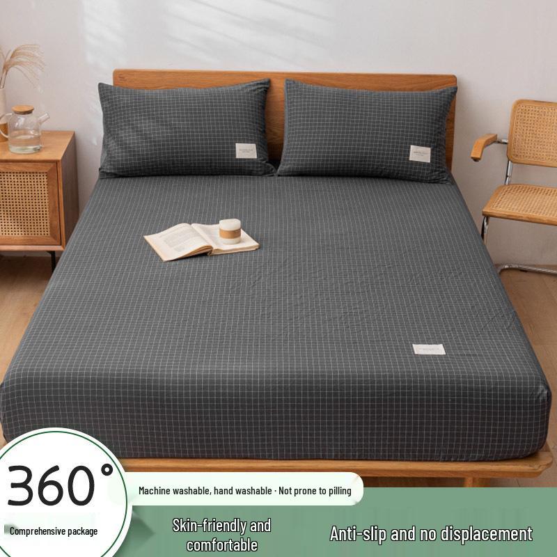 Muji-Style Washed Cotton Fitted Sheet Set - Non-Slip, Single Piece, Mattress Protector