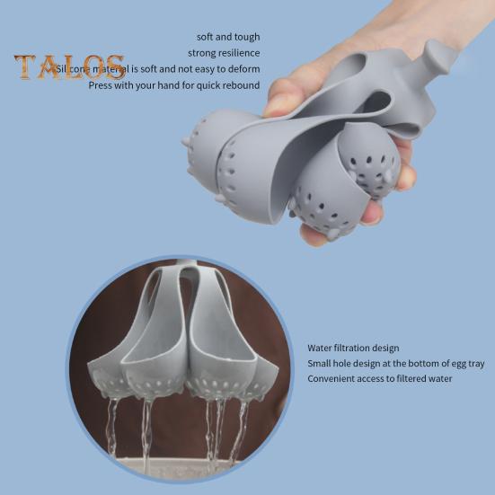 Bandeja de silicone para cozimento a vapor de ovos de 4/6 furos, resistente a altas temperaturas, para cozimento rápido, alça anti-escaldante, fácil de limpar, suporte para ovos