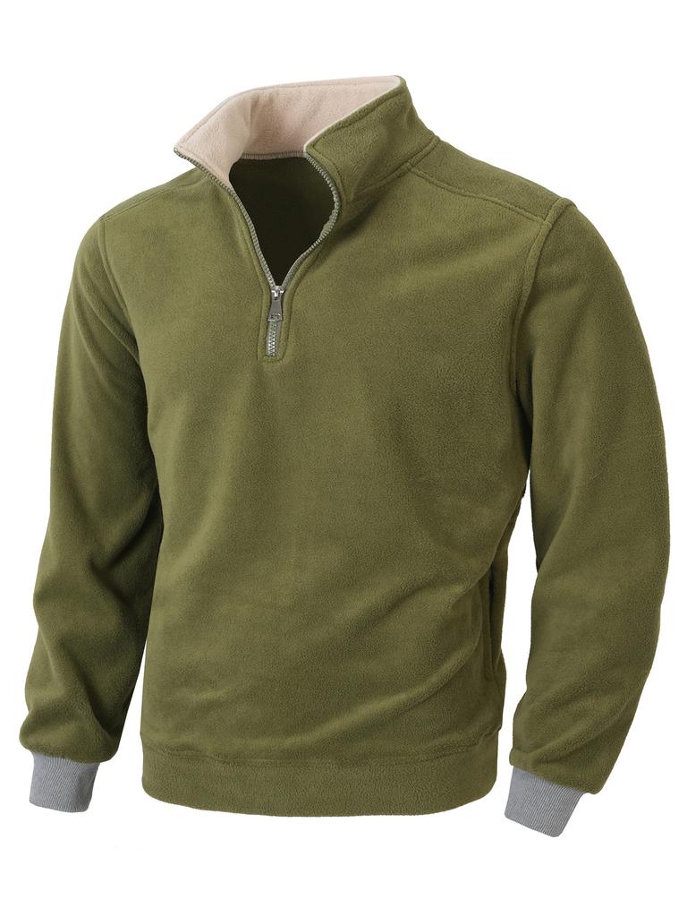 Men's Half Zip Sweatshirt with Contrast Stand Collar