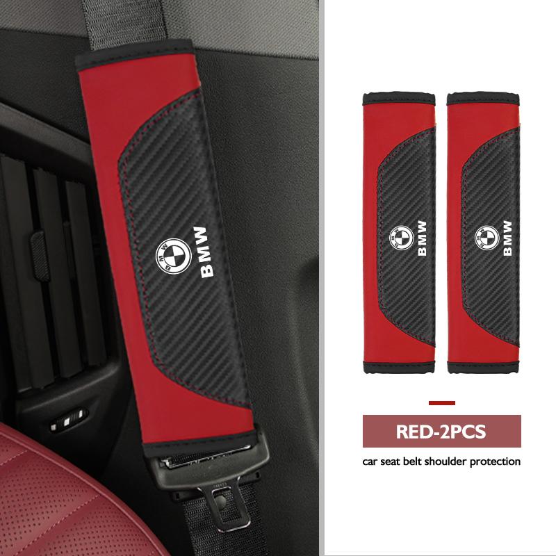 OOYR4 Universal Car Seat Belt Leather Shoulder Strap Protector Pad For BMW M Sport M2 M3 M4 M5 M6 E46 E90 E60 F10 F20 E87 X3 X6