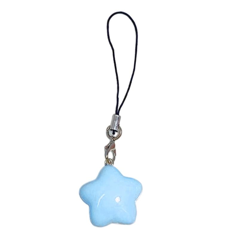 

Mobile Pendant Chain with Dopamine Fat Star Charm, Plastic/Resin Keychain Strap Phone Lanyard Rope for Girls