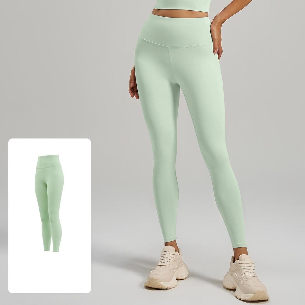 Leggings femininas de cintura baixa e ajuste fino de nove pontos, calças casuais de ioga com elevação do quadril