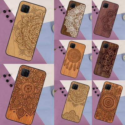 Mandala Floral Wood Case For Huawei P30 Pro P20 P40 Lite Nova 8i 3i 7i 11i 9 10 SE 5T Y60 Y61 Y70 Y90 Y91 Cover