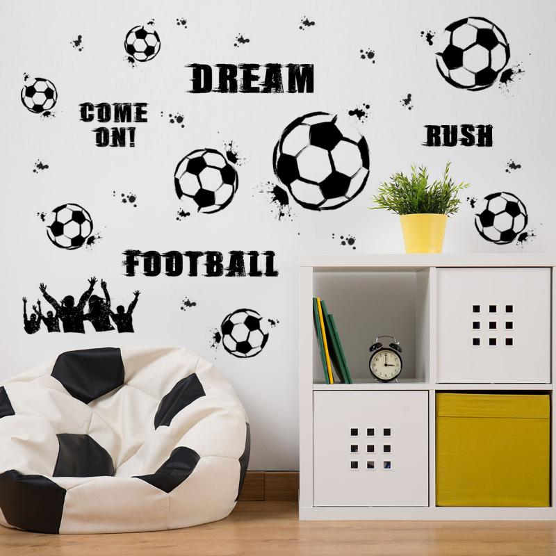 2 Stück/Set Fußball Englischer Slogan Wandaufkleber Wohnzimmer Schlafzimmer Arbeitszimmer Restaurant Selbstklebende Dekorative Wandmalerei Wandaufkleber