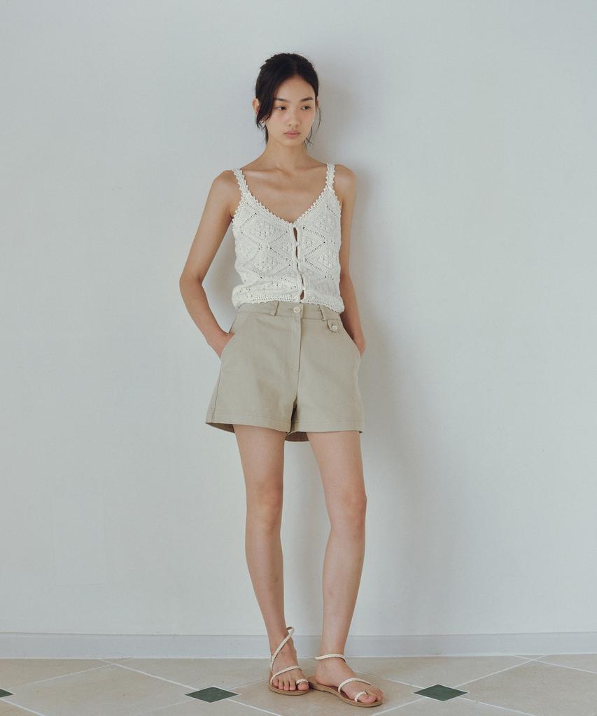 Yulago Crochet Button Sleeveless Knit