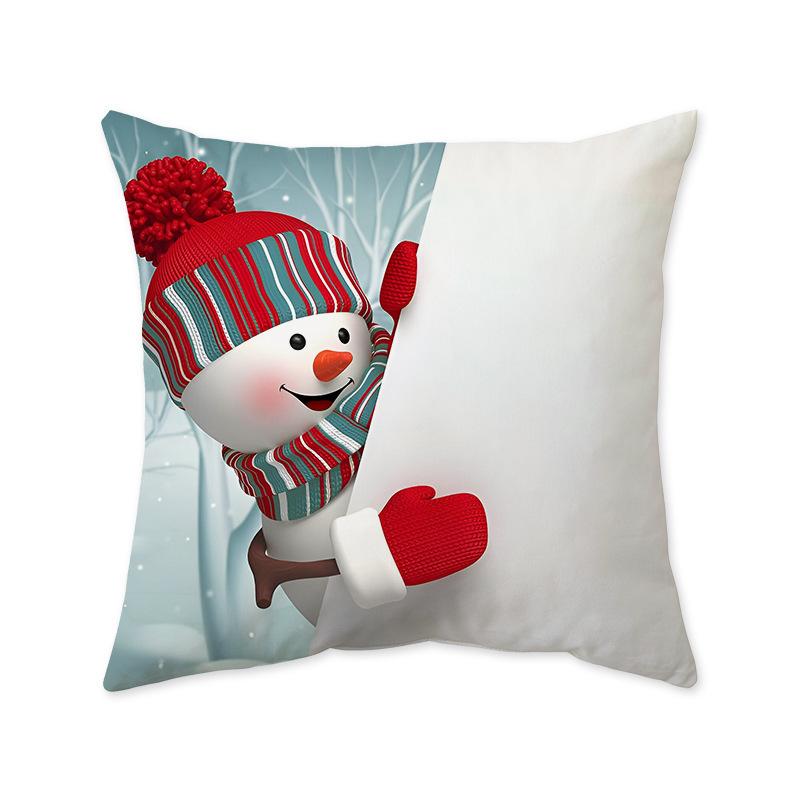 

Santa Claus Snowman Holiday Pillow Case Gift Sleeper Sofa Bedroom Bedside Imitation Super Soft Pillow Back Pillow Case linen-45x45cm double-sided [without pillow core]