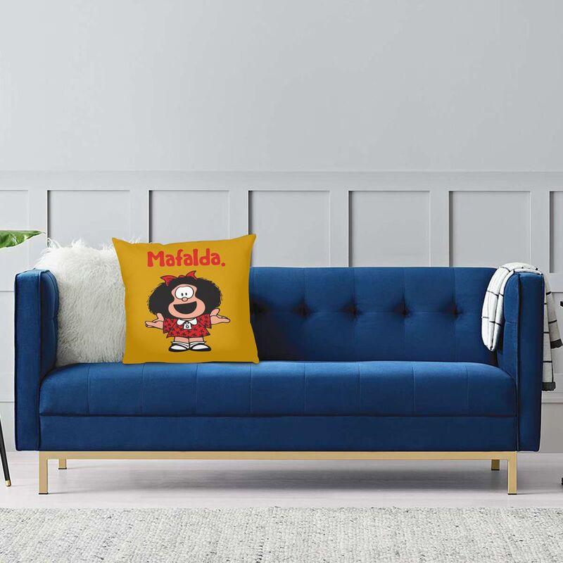 Happy Mafalda Square Pillow Cover Decoration Argentina Manga Quino Comic Cushion Cover Throw Pillow Sofa Double-Sided Printing