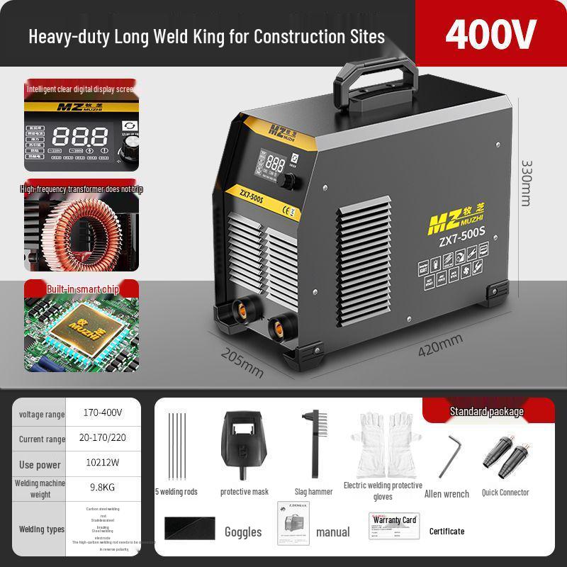 Dual Voltage 220V/380V German Electric Welder, 315A Full Copper, Portable DC Machine for Household and Construction Use.