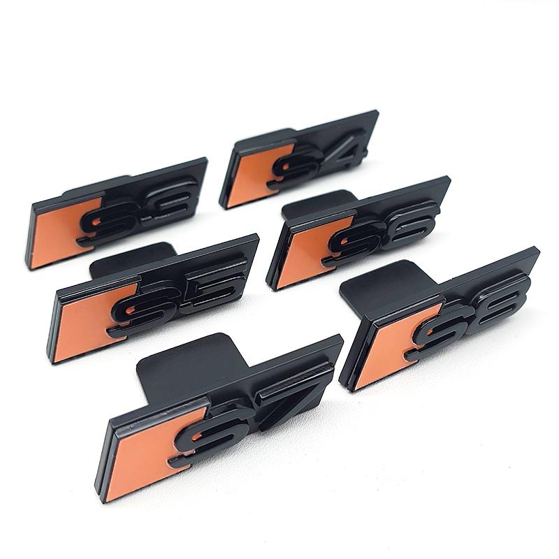 3D ABS Yellow Blue Black Logo S3 S4 S6 S7 S8 S5 Badge Car Front Grill Emblem Sticker For 9lbkr S3 S4 S5 S6 S7 S8 Accrssories lbkr9