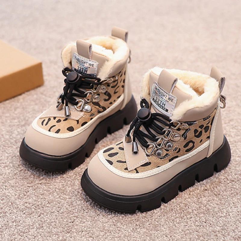New Girls Boots 2024 Warm Simple Winter Boot Fashion Trend Snow Boots Thick Bottom Versatile Kid Shoe Retro Anti Slip Ankle Boot