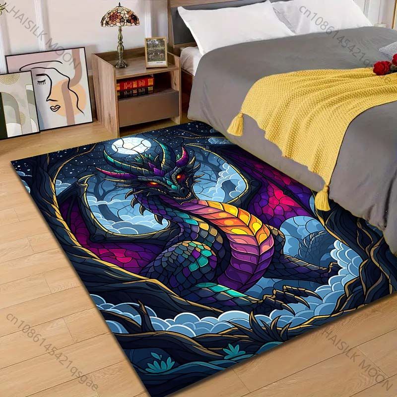 

1PC Colorful dragon in night sky Pattern Rug Carpets for Bedroom Living Room Sofa Mat Creative Door Mat Cloakroom Home Decor 40cm x 60cm