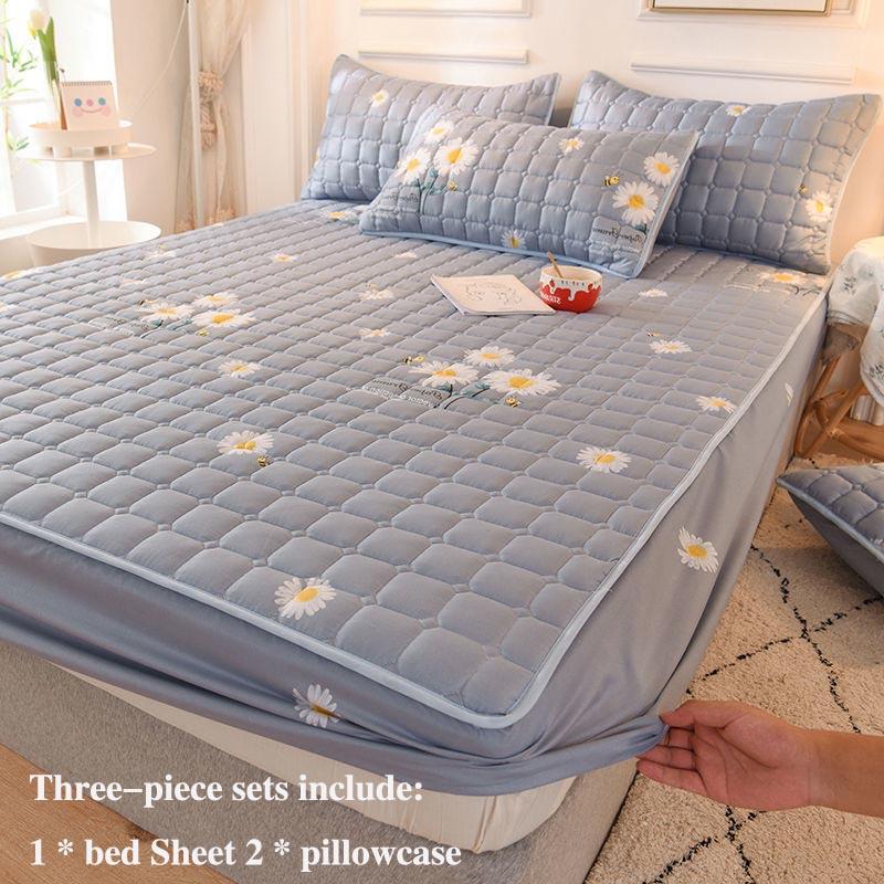 

Наволочка для кровати, трехсекционный нескользящий фиксированный чехол на кровать, утолщенный хлопковый дышащий пыленепроницаемый чехол, защитный чехол Mengsi, комплект двуспальной кровати King