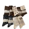 Retro Floral Wool Medium Tube Socks Women'S Autumn And Winter Warm Japanese Sweet Bow Stacking Socks Fungus Lace Cotton Socks