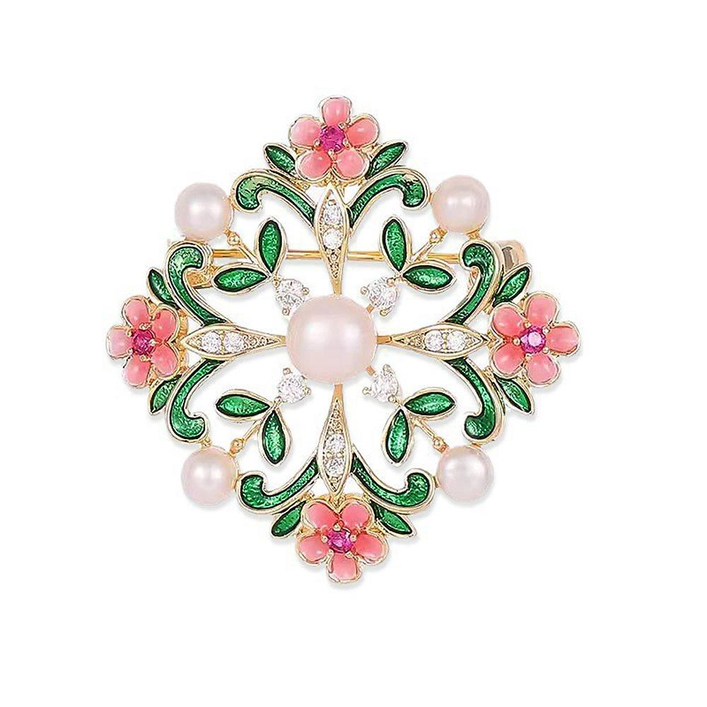 

Дворцовые цветы Ажурная брошь Брошь Брошь Мода Капельки масла Жемчуг Продвинутое чувство цветочной броши Персонализированный пин Аксессуары