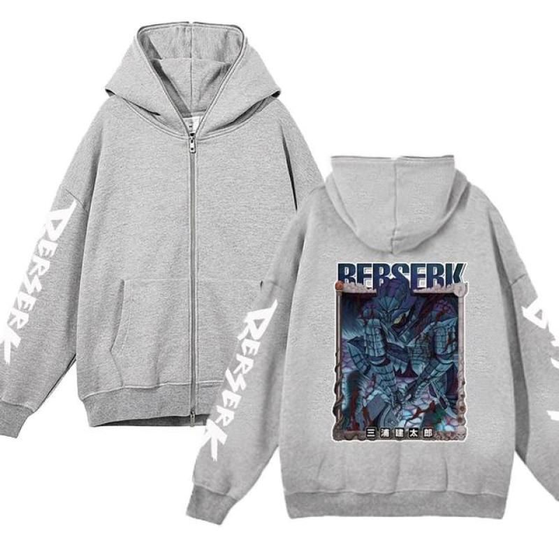Berserk Hoodie Jackets Anime Guts Zipper Hoodies Casual Fleece Oversized Sweatshirt Loose Hip Hop Streetwear Zip Up Jacket Coats