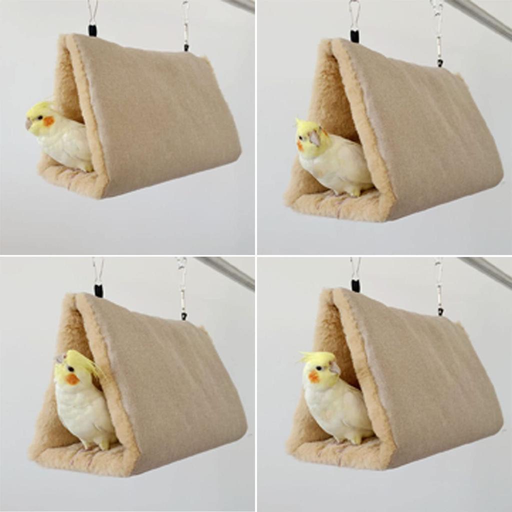 Hakona Vogel Dreieckiges Haus zum Aufhängen Vogel Haustier Niedlich Schlafen Solide Warme Höhle Spielen Kalt Vogel Vogel Vogelhaus für Java Klein Haken und Kette Offen auf