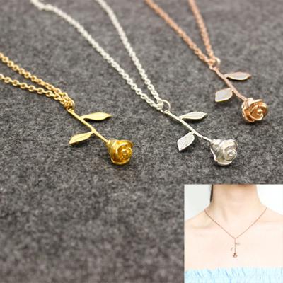 Fashion Delicate Rose Flower Pendant Necklace Beauty Charm Women Jewelry Gift