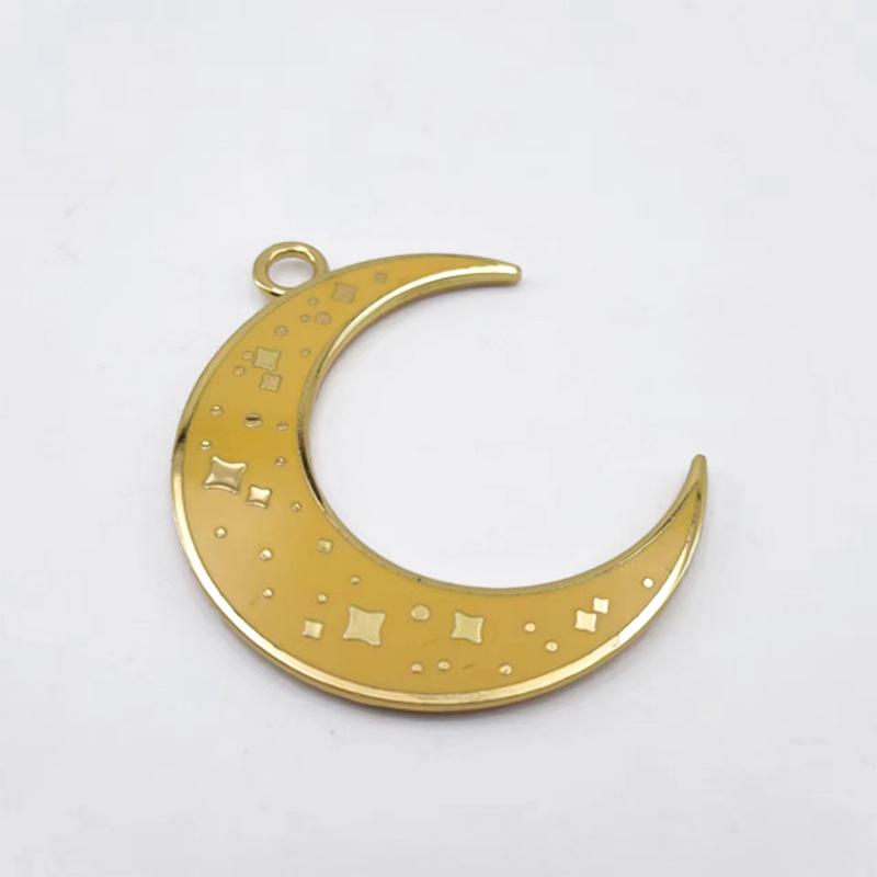 Heart-Shaped Moon Pendant for DIY Jewelry – Alloy Necklace & Keychain Accessories with Drip Oil Finish