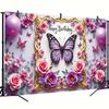 2D Purple Butterfly Floral Happy Birthday Backdrop Photography Banner