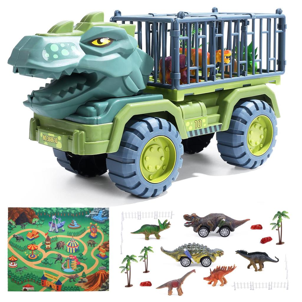 Cute Stone Dinosaur Toy Car and Track Set, DIY Car Set, Mini Car Set with Dinosaur Figures, Return Car, Christmas Gift, Dinosaur Park, Dinosaur Map,