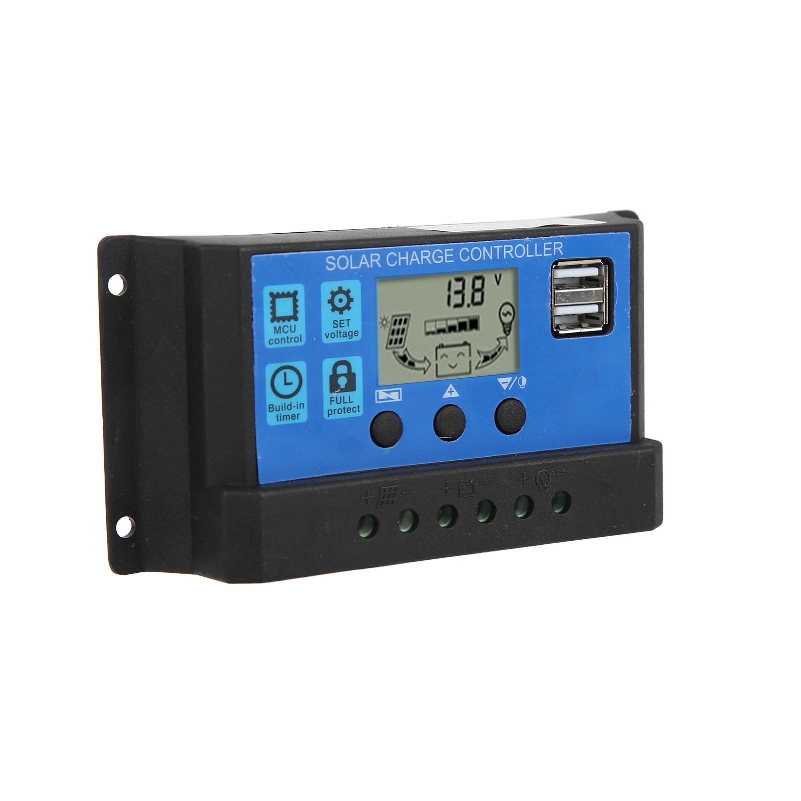 Solar Charge Controller 30A Solar Panel Regulator Dual USB Output for 12V 24V Solar Panels