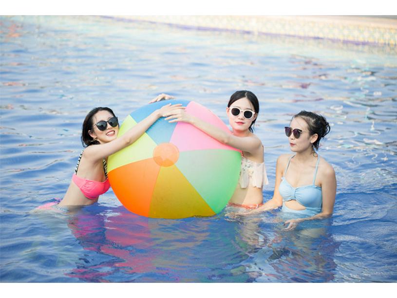 60cm Rainbow Inflatable Beach Ball - Extra Large Colorful Toy for Kids, Pool, Lawn, and Outdoor Games