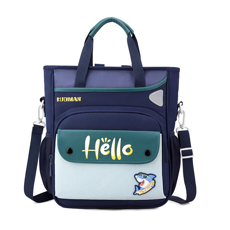 School bag 2025 new anti-splashing children's school bag lightweight student tutoring bag simple handbag art bag printed logo