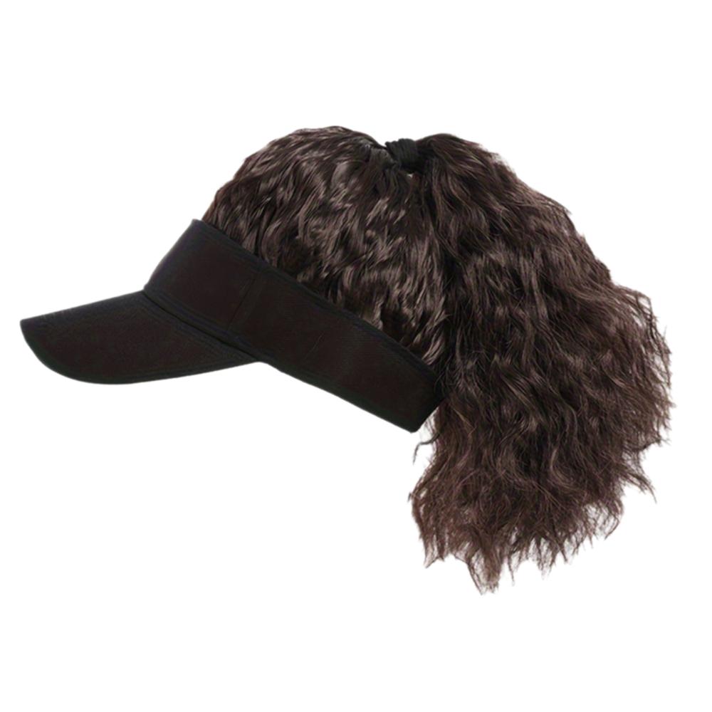 Baseball Cap Ponytail Curly Hair With Cap Hollow Top Summer Sunshade Cap Wig  Travel