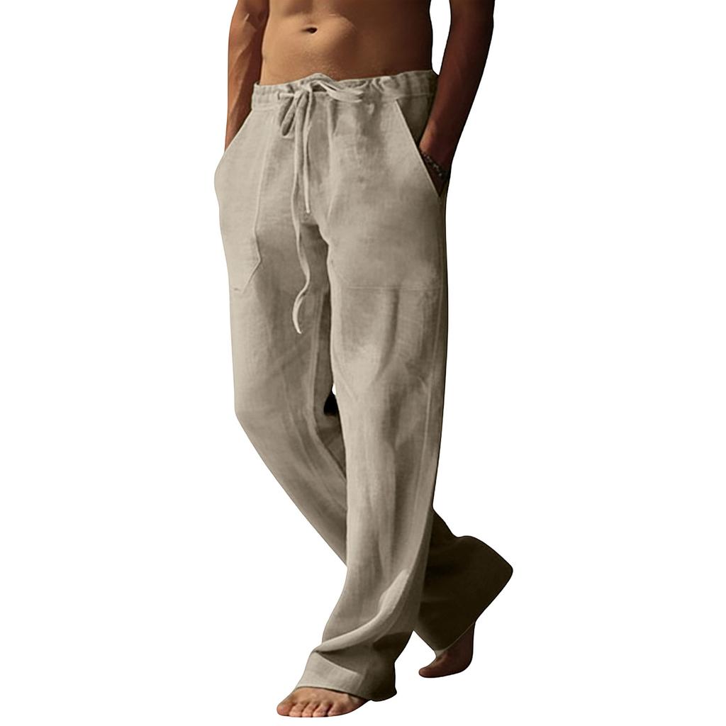 Pantalon Homme Coton Lin Pantalon Homme Mode Décontractée Coton Lin