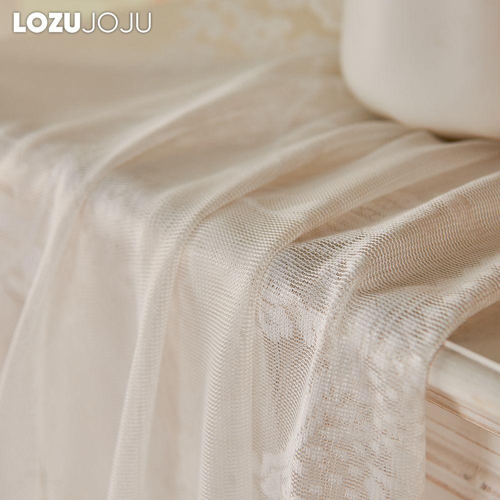 1PC LOZUJOJU French White Lace Curtain Retro Palace Style Sheer Curtain Solid Color Tulle for Living Room Bedroom Balcony Home Decor