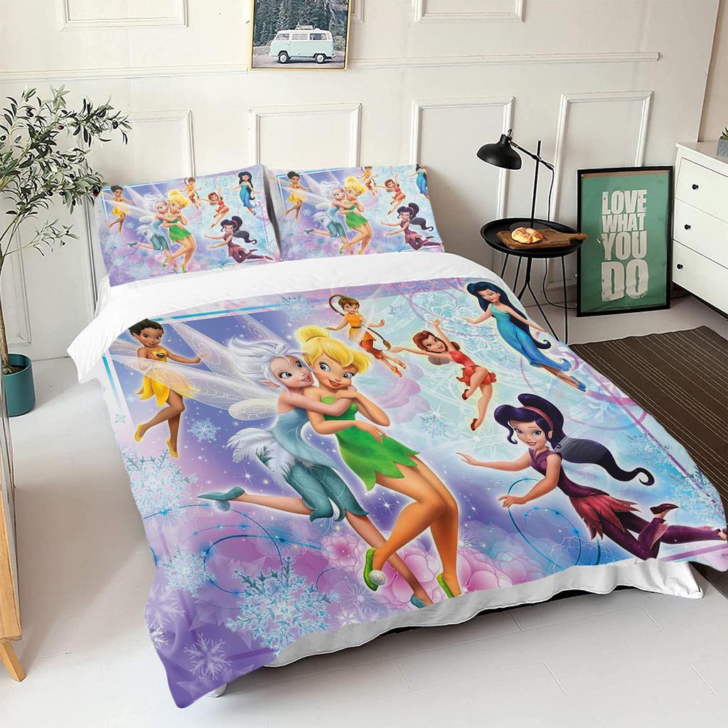 Kreslený anime povlak na přikrývku Zvonilka 100% polyester Šetrný k pokožce Prodyšný Roztomilý potisk Přikrývka Ložní prádlo