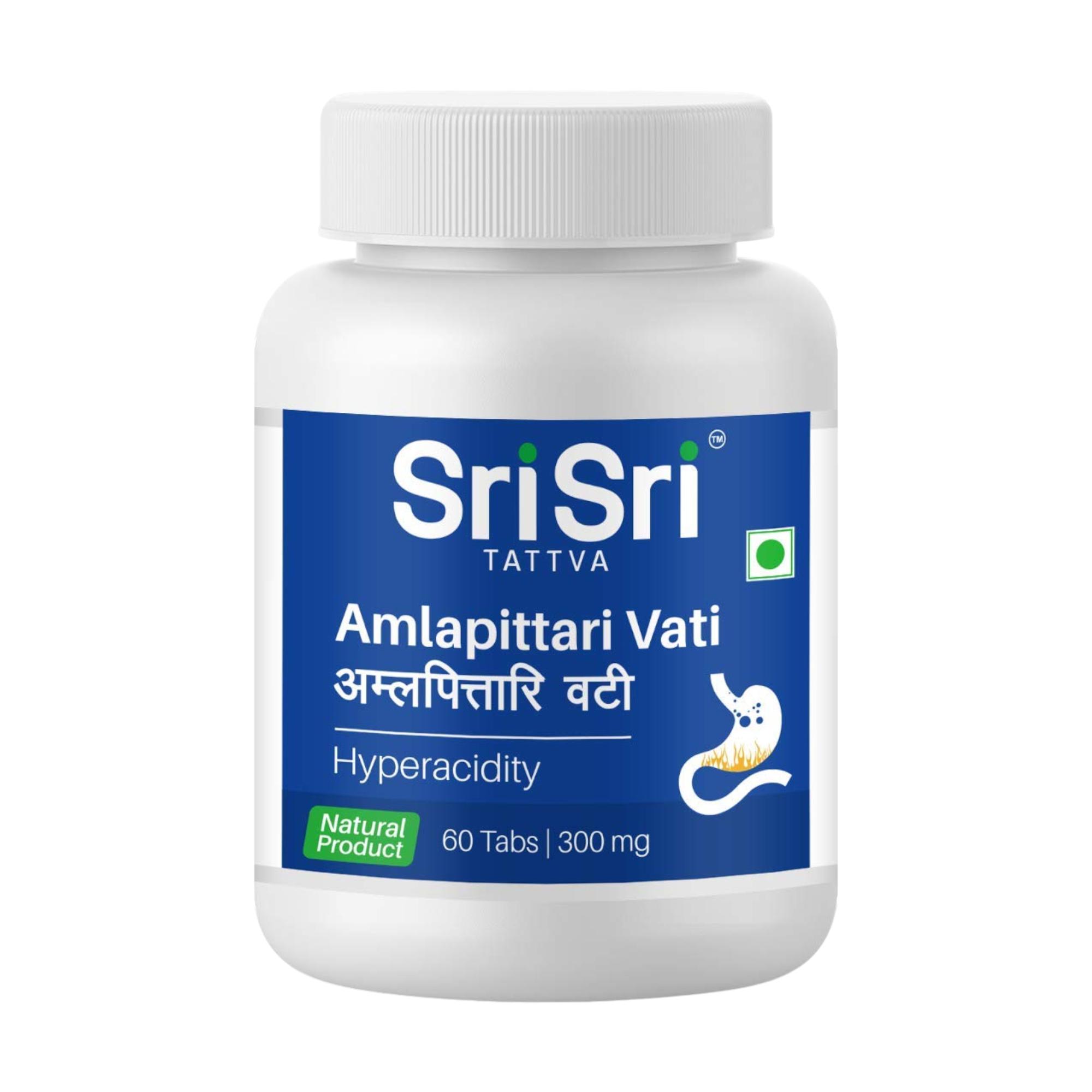 

Sri Sri Tattva Amlapittari Vati Digestive Wellness Tablets 300 mg Per Tablet, Herbal Formula, Daily Gut Balance, 60 Tablets Pack