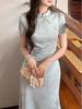2026 Summer New Chinese Style Slimming Dark Jacquard Cheongsam Dress