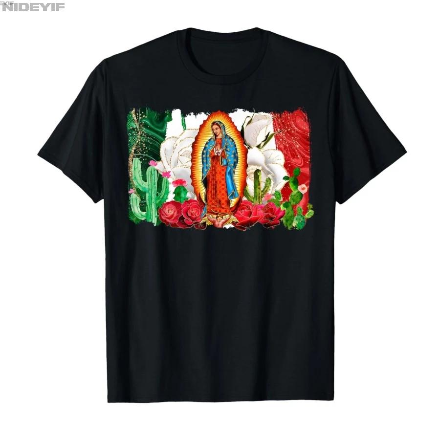 Patrona de México Guadalupana Virgen Reina de la Hispanidad Tshirt For Men Women 100 Cotton T Shirts Short Sleeve Tops 04062 S