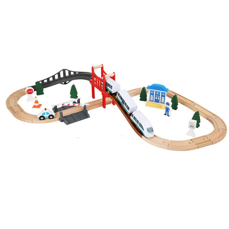 Wooden Electric Train Track Set Kids Building And Learning Play Creative