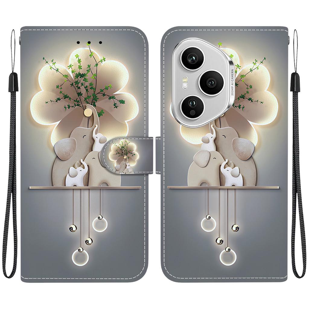 For Honor 400 Pro 5G (Global) Case Pattern Printing Leather Flip Wallet Phone Cover with Lanyard