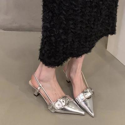 Mode Damen Sandalen Spitzschuh Mittelhohe Absätze Schuhe Designer 2024 Neu Partykleid Hausschuhe Sommer Lässige Pumps Mujer Zapatillas Slides