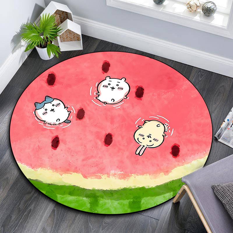Chiikawa Round Area Rug,Carpet Rug for Living Room Bedroom Sofa Playroom Decor,Non-slip Floor Mat
