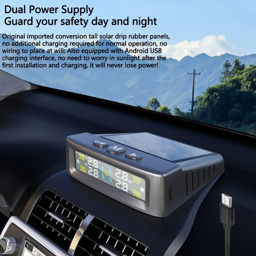 Solar/USB Powered Tire Pressure Monitoring System TPMS Tire Pressure Sensors  Truck Monitoring