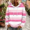 Women's Striped Long Sleeve Hoodie with Pocket and for Casual Wear