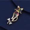 Persian Cat Brooch, High-end Women's Simple Crystal Animal Brooch, Niche Design Sense Brooch